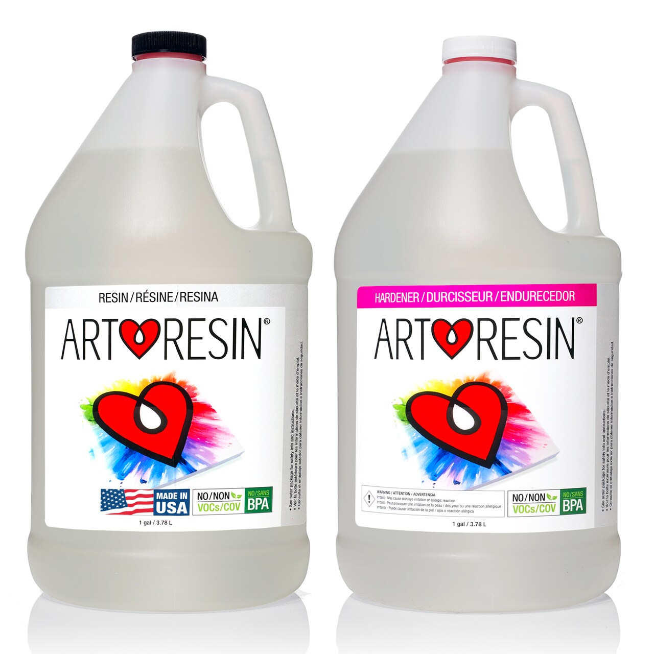 ArtResin Epoxy Resin – High-Gloss Clear Coat for Art Projects - 2 gal (1 gal resin + 1 gal hardener) (7.57 L)